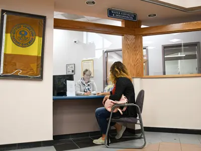 person sitting at counter