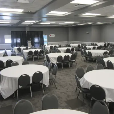 round tables and chairs in room